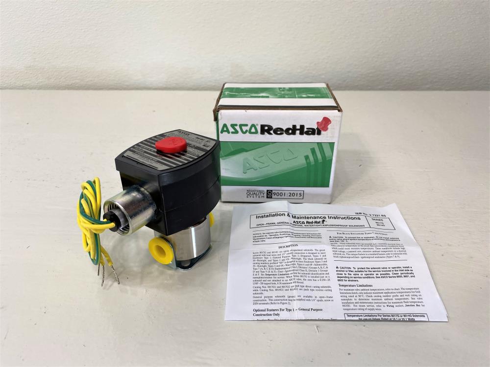 Asco Red-Hat 1/4" NPT 2-Way Stainless Steel Solenoid Valve EFHBX8262G22617630